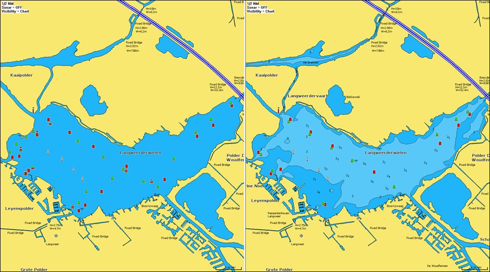 Langwarder Wielen in Friesland mit neuen Details in der Navionics Seekarte 2021